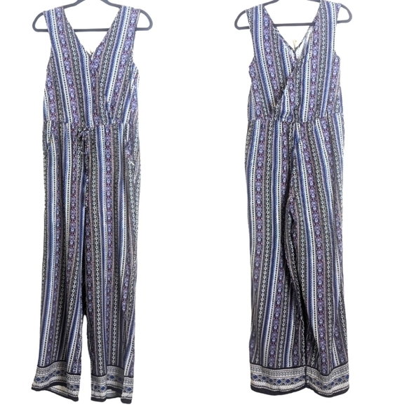 Boho Aztec Jumper Wide Straight Legs Elastic Waist Women's Medium - Picture 1 of 11
